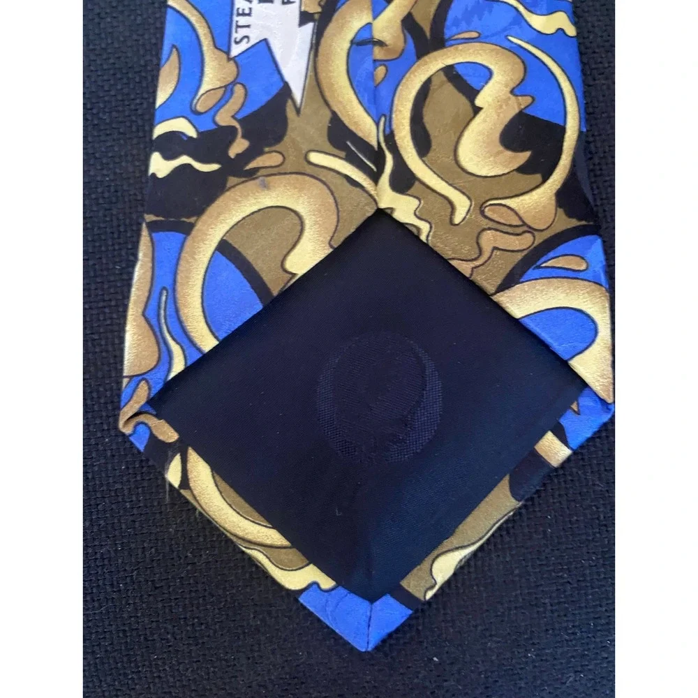 Grateful Dead Steal Your Face First Set Silk Tie Blue Gold Psychedelic Swirl USA